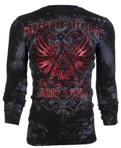 Archaic by Affliction Men's Thermal Shirt Achilles Black 2XL