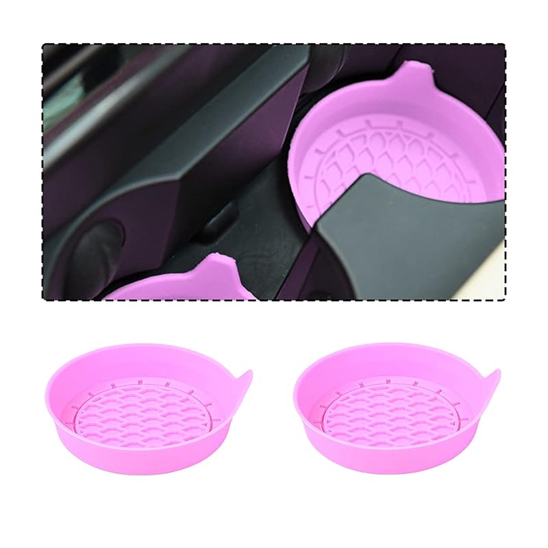 Kit de porta-copos para carro em silicone redondo com detalhe decorativo Style7-pink, 4 unidades