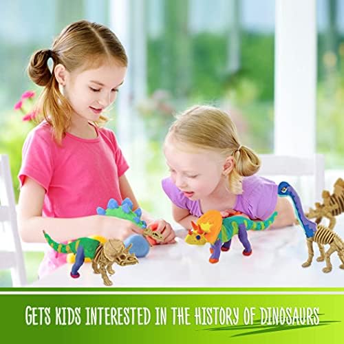 Dino Model, Clay Kit - Dinosaur Arts and Crafts for Kids, Boys Ages 6-12 - Build 4 Dinos with Air Dry Magic Modeling Clay Set - Dinosaur Craft Gifts for Boys & Girls 3