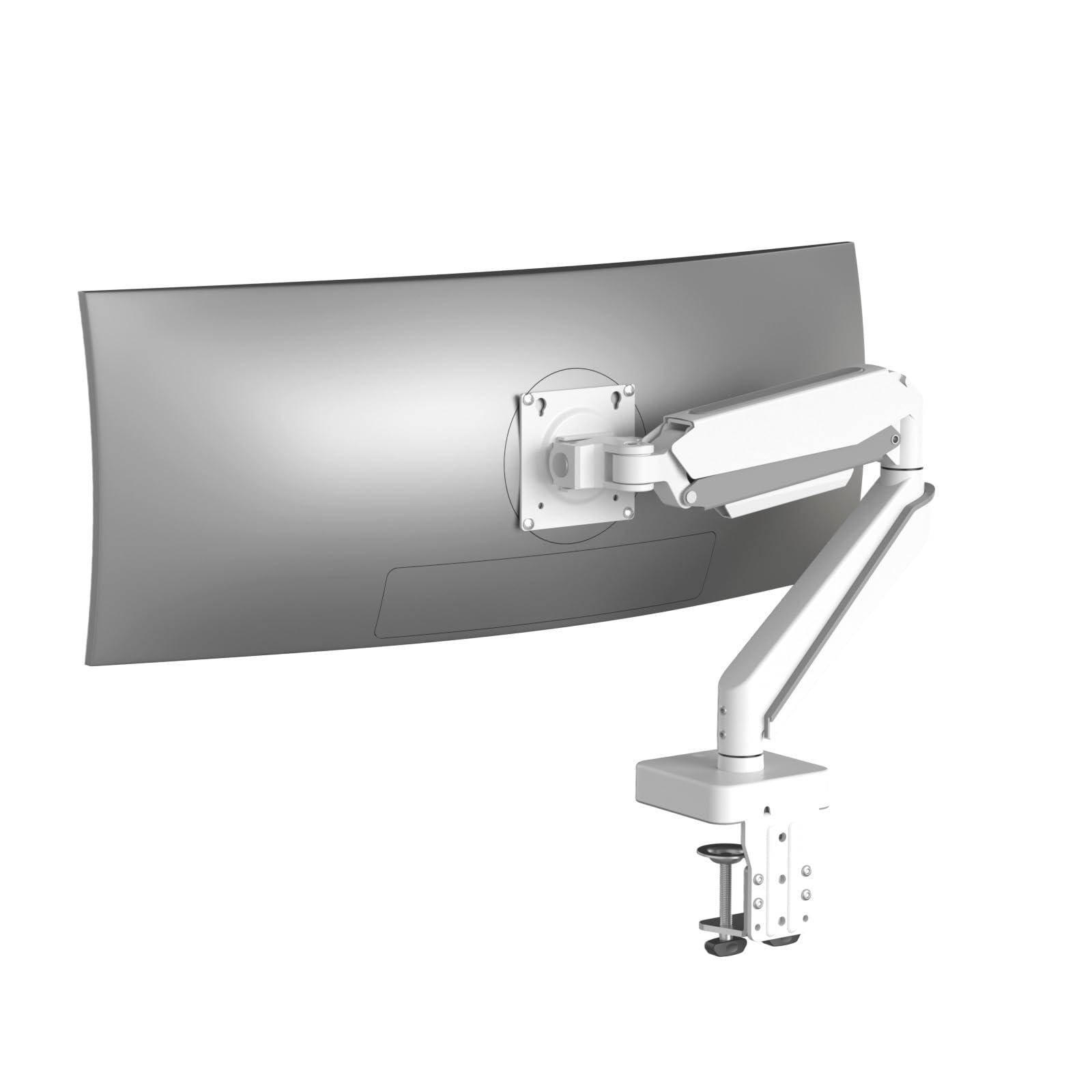 Braço de monitor de alumínio premium branco 45, compatível com suporte de mesa individual