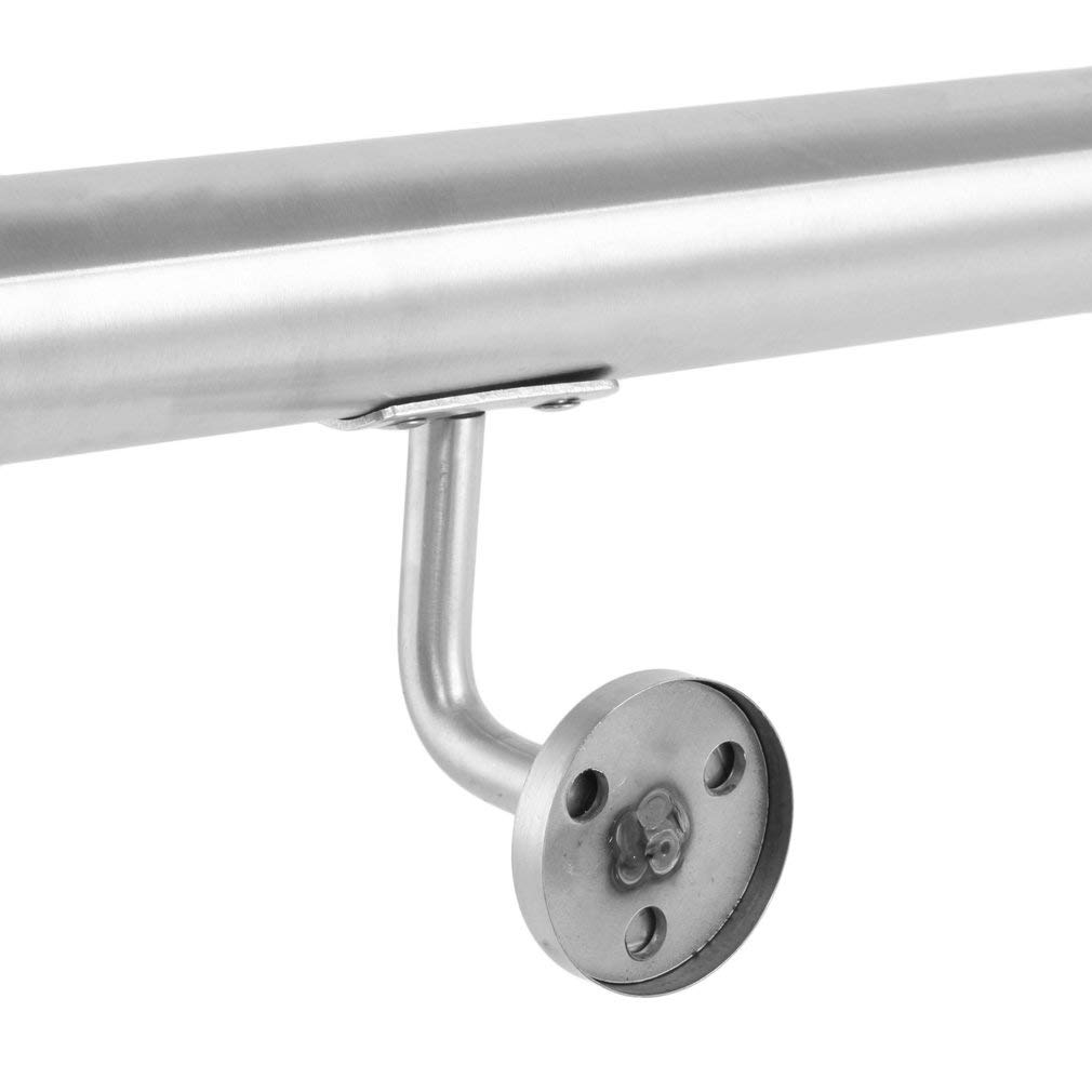 Edelstahl Handlauf V2A 42,4mm 240K geschliffen Wandhandlauf mit leicht gewölbter Endkappe 1000 mm