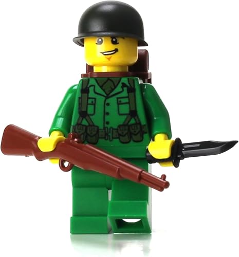 Battle Brick Minifigura coleccionable personalizada del ejército estadounidense de la Segunda Guerra Mundial | Impreso en los Estados Unidos |
