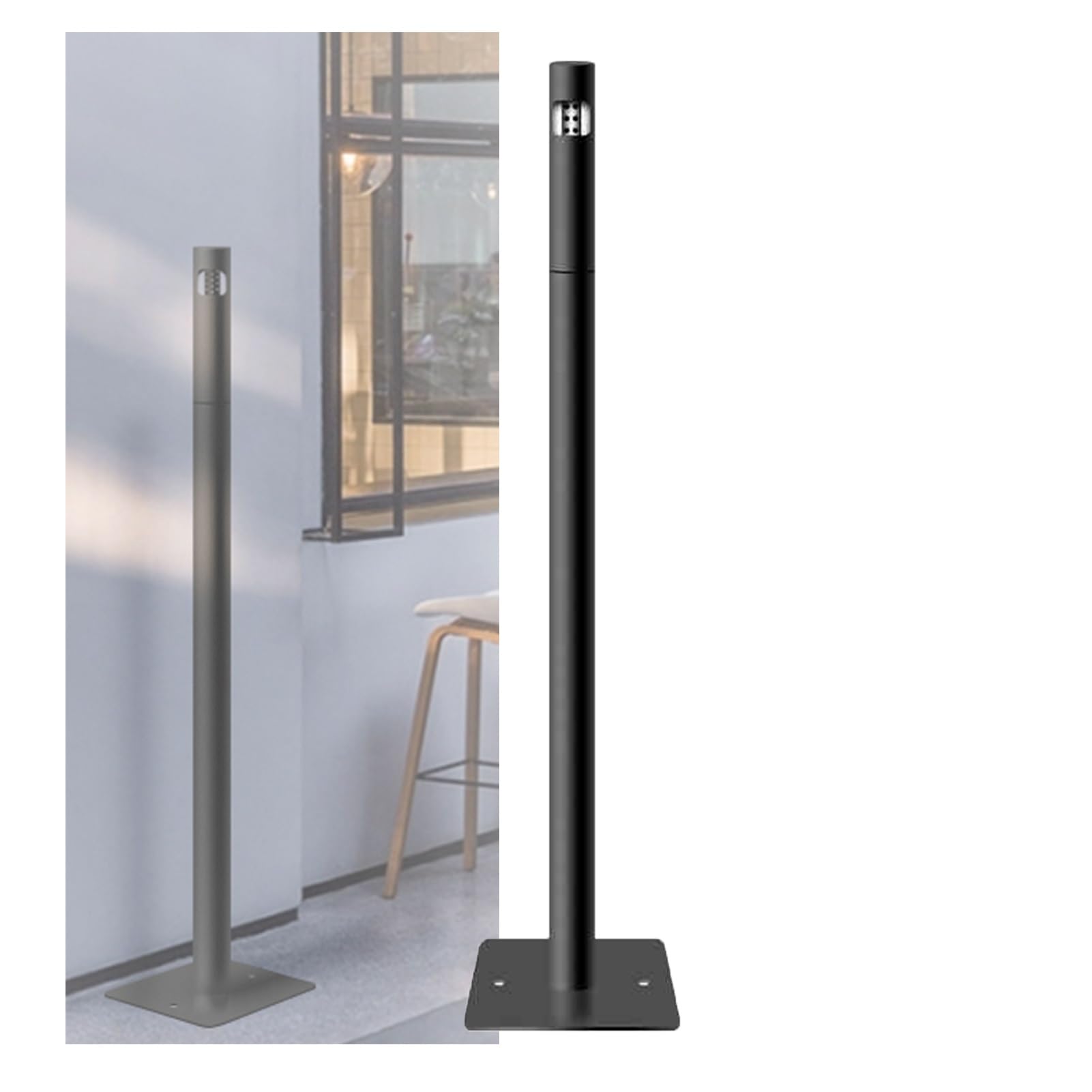 39.76-inch Outdoor Cigarette Butt Collector, Stainless Steel Smoking Bucket, Detachable Standing Trash Can, Suitable For Public Areas(Black)