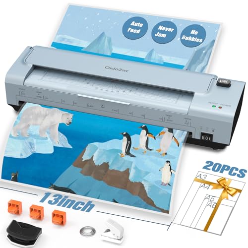 OidoZac 13" Laminator with 20 Sheets, Hot & Cold, Auto Feed