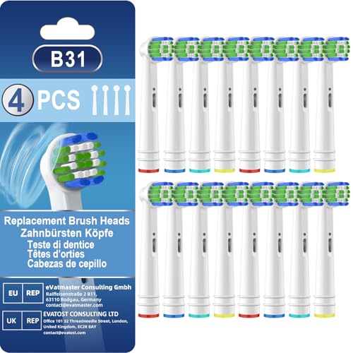 Cepillos compatibles con Oral-B CALLYSONIC Cepillos de repuesto Cabezales Cepillo de dientes Eléctrico Oral B Compatibles -Vitality Pro 3, Precision, Floss, Cross, Sensitive (16 Blanco)