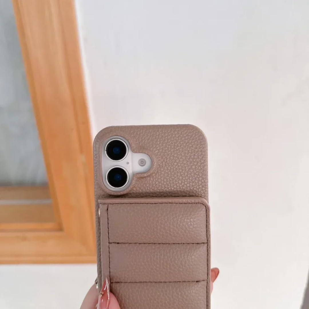 Etui na telefon iPhone 11 z paskiem na szyję, skórzane, z lusterkiem i miejscem na karty (do iPhone 11/fioletowe)