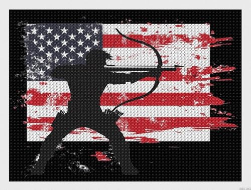 Kit de peinture diamant drapeau américain HMDIIMGE 40x30 cm pour adultes
