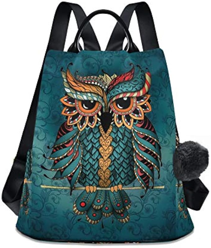 ALAZA Owl Print Ethnic Backpack Purse for Women Anti Theft Fashion Back Pack Shoulder Bag