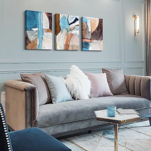DZRWUBHS Canvas Wall Art For Living Room Modern Wall Decorations For Bedroom Abstract Ink Wall Painting Office Large Wall Decor Pictures Artwork Framed Prints Ready to Hang Room Home Decor 3 Piece