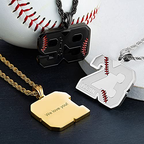 AILIN Custom Number Necklace For Athletes Stainless Steel Personalized Name Baseball Number Pendant Necklace For Men Basketball Football Chain Sport Jewelry4