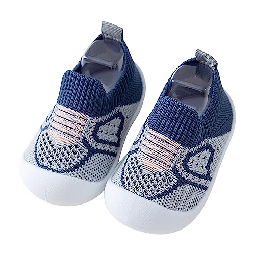 Baby First Walking Shoes Infant Boys Girls Socks Toddler Breathable Cartoon Mesh The Floor Socks Non-SIip Tennis Shoes (Blue, 18-24 Months)