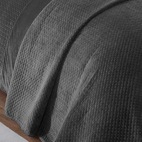 Sleepdown Pinsonic grijze velours sprei, sprei, sprei, bank, bed, superzacht, warm, gezellig, grote deken, 240 x 260 cm - Image 3