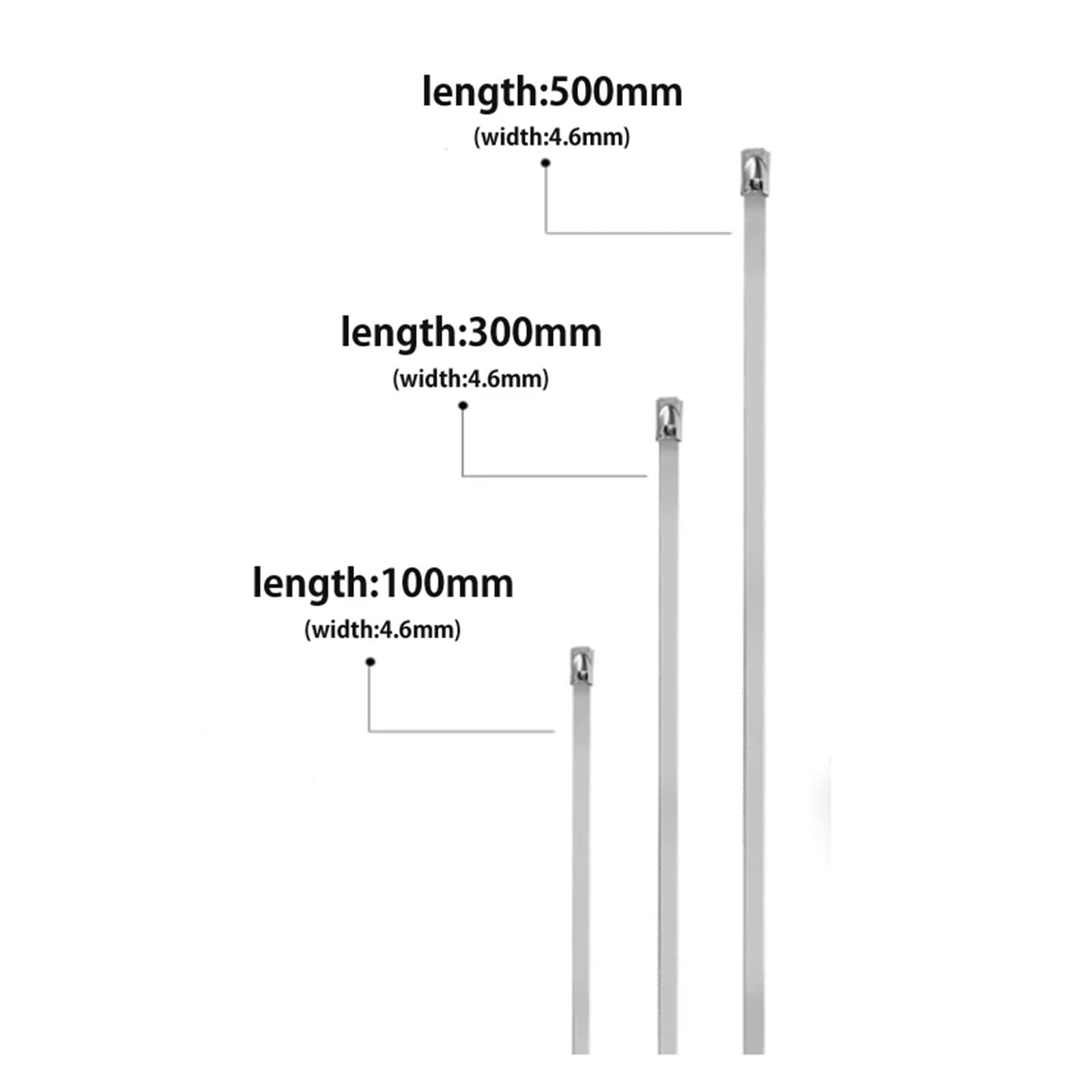 Bridas para Cables 10/25 Piezas 304 Bridas de Metal Acero Inoxidable Envoltura Escape Recubierto Bloqueo Zip-Escape Multifuncional(4.6x400mm 10pcs)