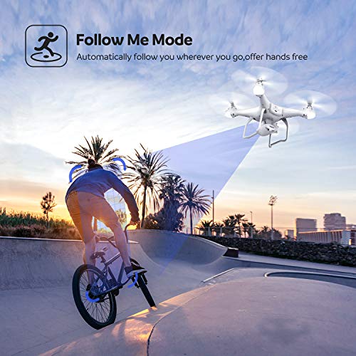 Potensic T25 GPS Drone, FPV RC Drone with Camera 1080P HD WiFi Live Video, Dual GPS Return Home, Quadcopter with Adjustable Wide-Angle Camera- Follow Me, Altitude Hold, Long Control Range, White