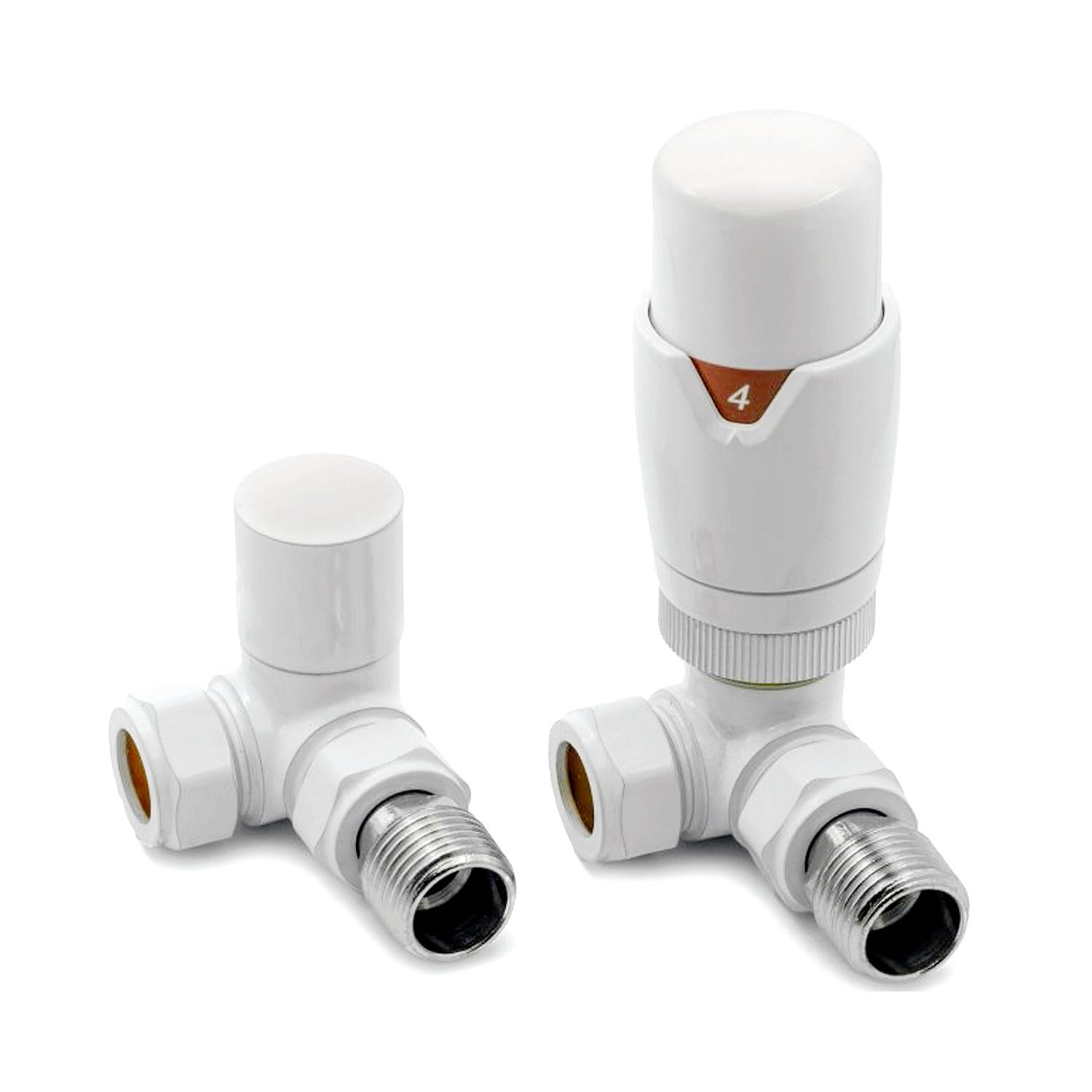 EcoSpa White Corner TRV Thermostatic Radiator Valve Pack (Pair)