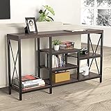 LGHM Narrow Console Table for Living Room, 55 Inch TV Stand Industrial Long Sofa Table with Storage Shelves for Entryway, Side Table for Hall, Hallway, Kitchen, Vintage Brown