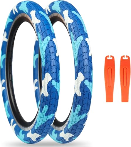 ZUKKA Lot de 2 pneus de vélo 20 x 2,125 - Bleu - 54-406 (20 x 2,125) - Pneus pliables - Pour...