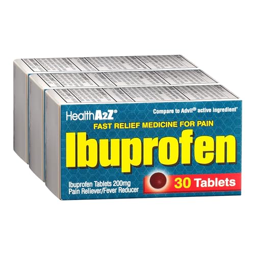 Image of HealthA2Z Ibuprofen 200mg, NSAID, Pain Reliever, 90 Tablets (Pack of 3, 30 Tablets Each)