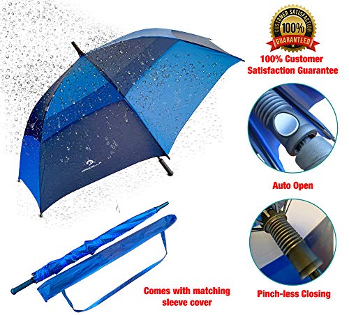 PROCELLA Large Golf Umbrella – AWARD WINNING, Windproof, Waterproof - Superior Heavy Duty Automatic Umbrella Defies High Wind, Sun & Rain – Perfect Cart Holder Fit – Matching Carrying Case Sleeve
