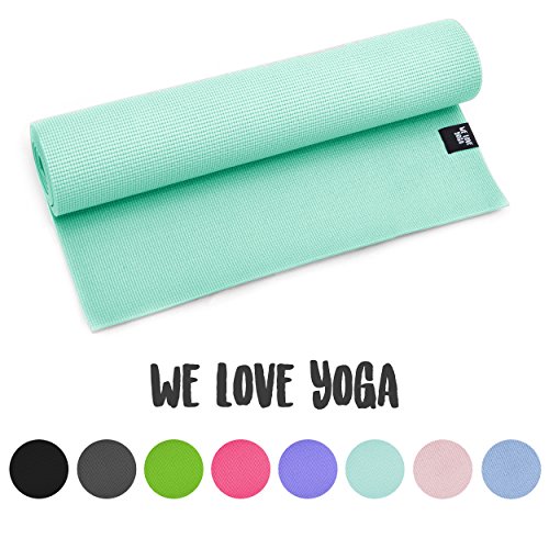 zenpower Yogamatte - We Love Yoga - 180cm, 6mm dick - rutschfest & leicht, Türkis