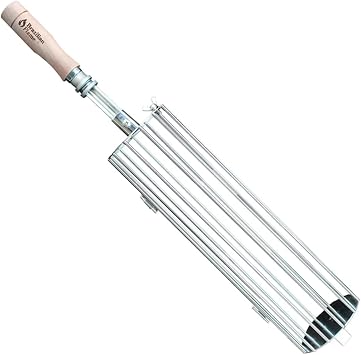 Brazilian Flame Round Basket for 3 or 5 Skewer Rotisserie Grill, Brazilian BBQ, and Shawarma Machine, Easy to Clean and Dishwasher Safe Stainless Steel Round Tumble Basket for Brazilian Grill