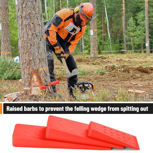 UNCO- Tree Felling Wedges with Spikes, 6 pcs, 5.5\", 8\" & 10\", Orange Wedges with Storage Bag, Splitting Wedge, Plastic Wedges for Tree Cutting, Logging Tools and Equipment, Chainsaw Wedges for Trees - Thumbnail 4