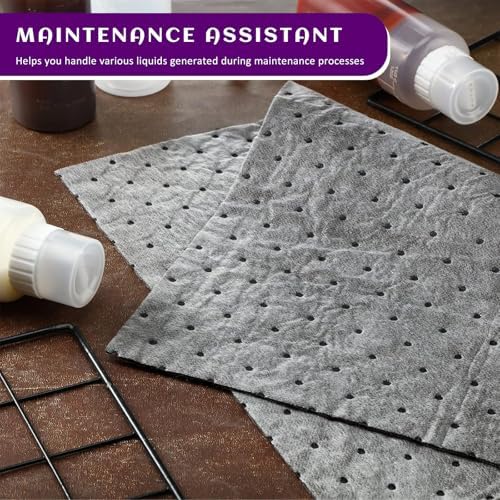 CCHRN 20 PCS Oil Absorbent Pads, 13" Γ 10" High Absorbency Polypropylene Oil Absorbing Mat, Reusable Spill Control Supplies Maintenance Pad for Automotive Workshop, Car Accessories - 5