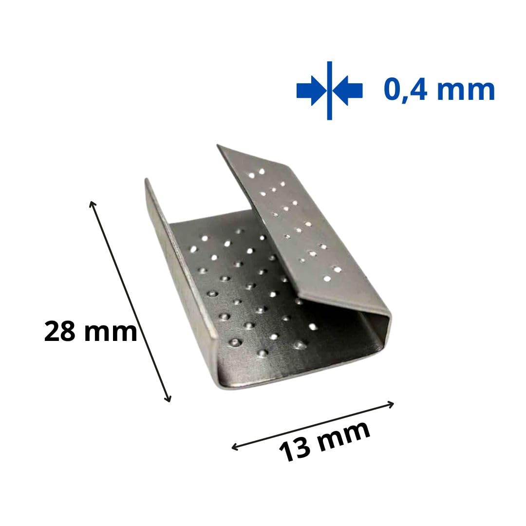Generisch 3000 Stück 13 mm Verschlusshülsen Metall verzinkt geriffelt für PP/PET/Textilband Umreifungsband