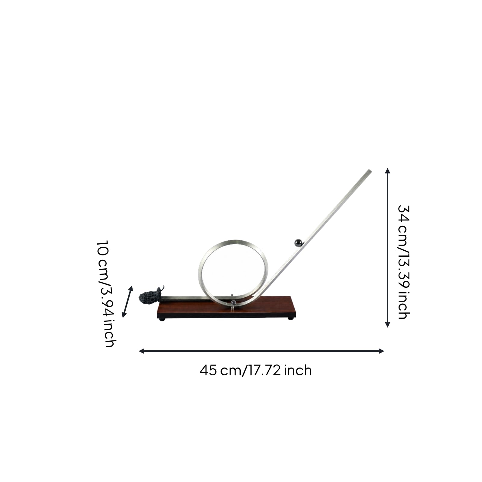 Apparato di Dimostrazion Movimento Centrifuga Resistente Percorso V Circolare in Alluminio con Rete Raccogli Palline da Tavolo per attività STEM