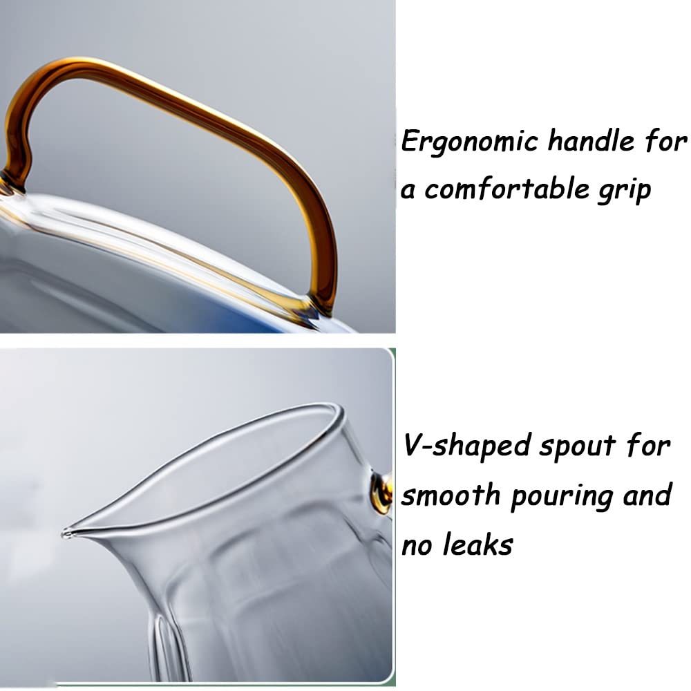 Nff Jarra De Cristal, Jarra De Agua De Cristal De 1,75 L con Tapa, Jarra De Cristal Resistente Al Calor Azul Degradado Apta For Zumo, Té, Leche, Café (Color : Gradient Blue)