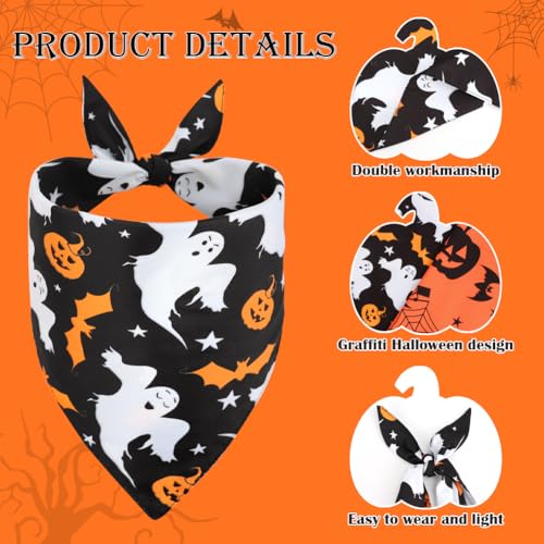 Vivifying Dog Halloween Bandanas, 2Pcs Adjustable Triangle Dog Bandanas with Witch Pumpkin Pattern - Image 3