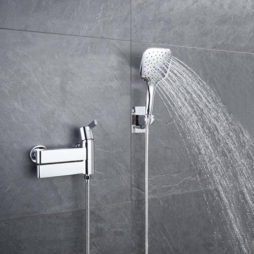 Ensemble de robinet de douche mural chromé avec mitigeur de baignoire pivotant