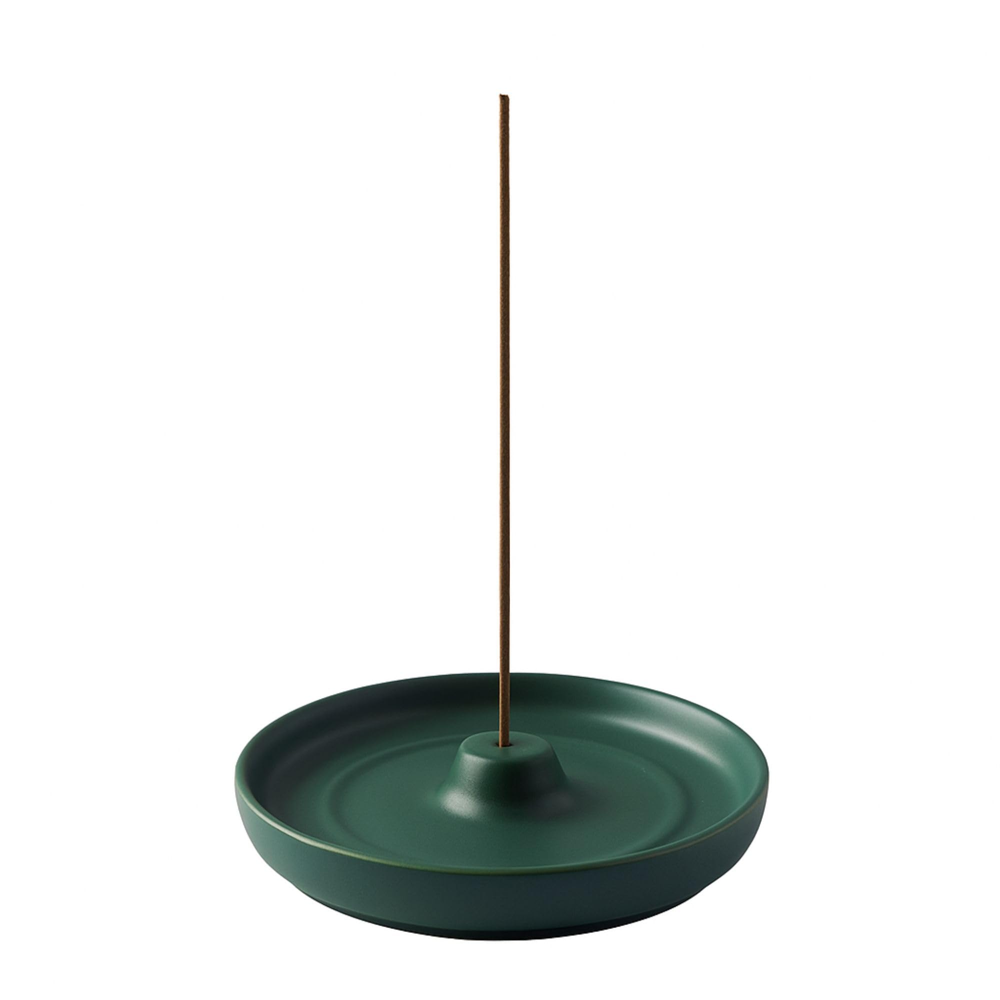 Japanese Ceramic Round Incense Plate Green 4.1in Stick Holder Meditation