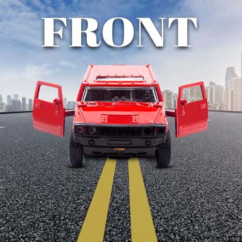 Image of Toy Cloud DieCast Model Cars Hummer Metal Car for Kids Pull Back Action Opening Doors Toy Cars for Boys 5-8 Years - Red
