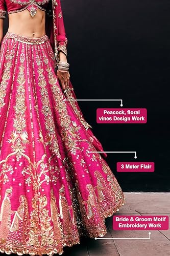 Image of TRENDMALLS Women's Art Silk Heavy Embroidery With Sequence Work Lehenga Choli Unstitch Blouse with Dupatta (New-Bridal-Latest-Wedding-Sequence-Lehenga-Designer)