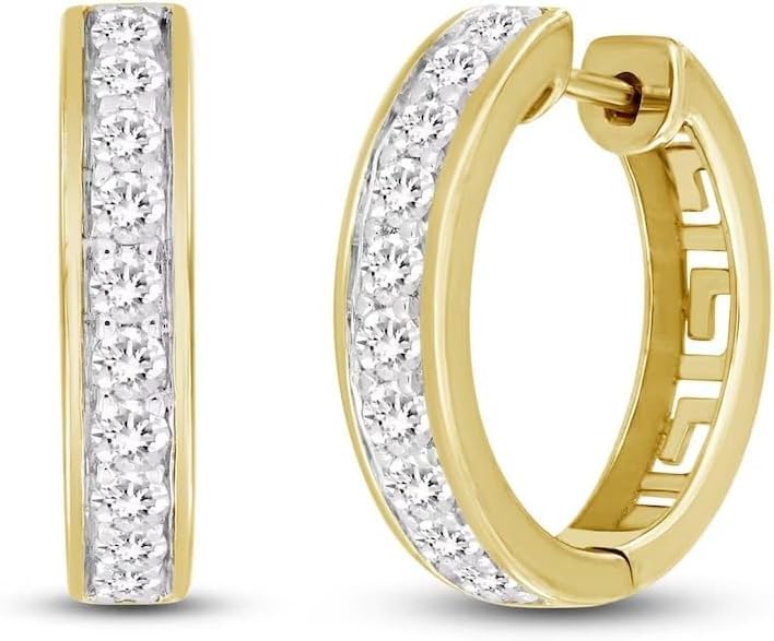 SANTOSH-ENTERPRISES - 1.00Ct Round Cut Lab Created Diamond Prong Set Clip On Woman's Hoop Earring 14K Yellow Gold Finish