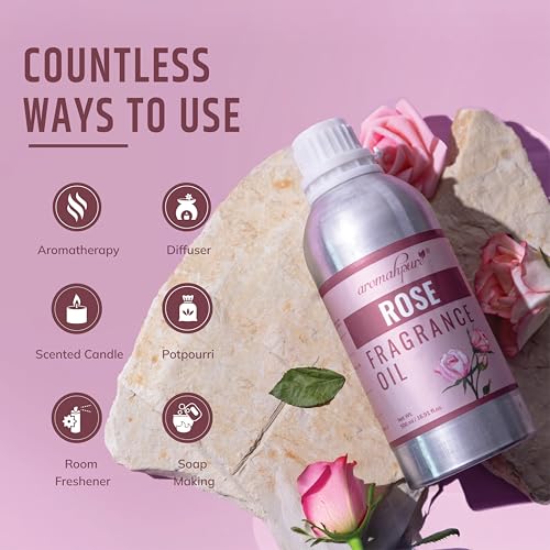 Image of Aromahpure Rose Aroma Oil | 500ml Undiluted & Natural | Long-Lasting Scent for Aromatherapy, Candle & Soap Making, Diffusers, Room Freshener, Humidifier, Bathroom Revitalizer & Home Essentials