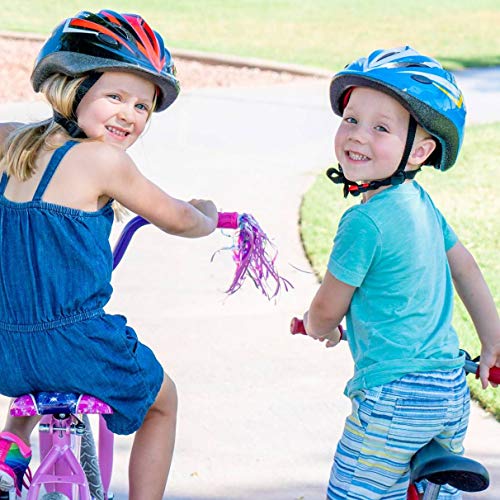 Kids Bike Helmet for Bicycle Cycling, Skateboard, Scooter – Adjustable Harness from Age 3 to 7 for Head Size 19.6-22 inch - Durable Toddler Kid Bicycle Helmets Boys and Girls Will Love(Black Blue)