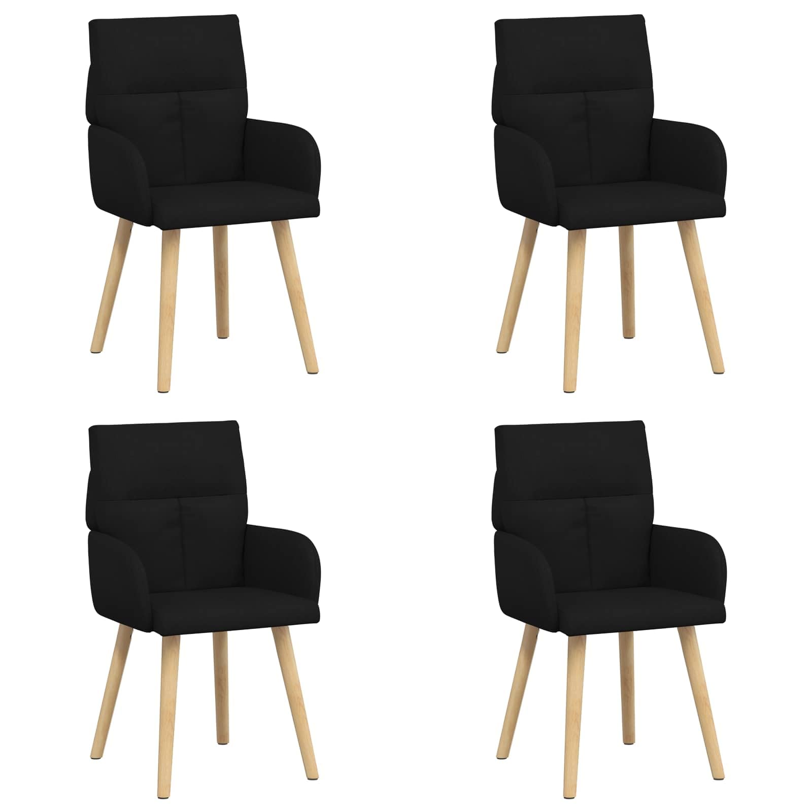 Sillas de Comedor 4 uds. Tela Negro 60 x 56 x 96 cm, Sillas de Comedor, 36.2 kg-3428359