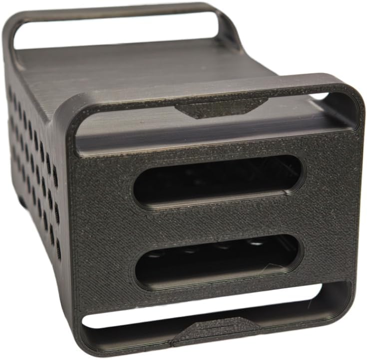 3D-Printed Desktop Holder for Samsung T7 SSD Secure Storage Case with Slide-Out Cover Matte Black Cooling Vents & Type-C Cable Slot for T7 Portable Solid State Drive Organizer Box