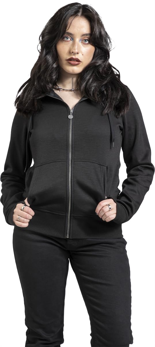 RED by EMP Damen Schwarze Kapuzenjacke mit Labelpatch