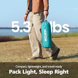 Mojest Ultralight Camping Cot for Adults, Portable Folding Camping Bed, Supports 350 lbs - Lightweight for Travel, Camping, Hiking, Backpacking, Mountaineering (Blue)