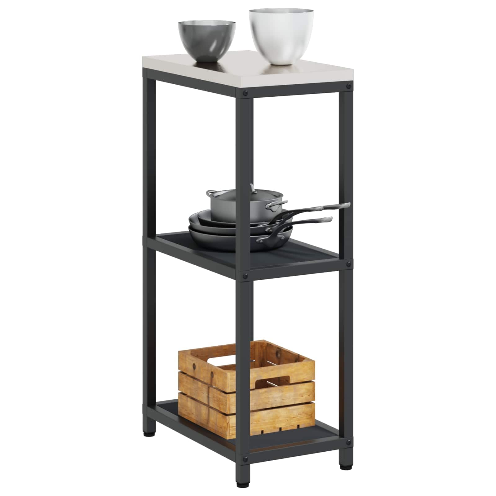 Küchenregal Standregal, 30 x 50 x 92 cm, Küchenaufbewahrung aus Stahl in Anthrazit, stabiles Metallregal für Küchenutensilien, platzsparendes Design für Moderne Küchenorganisation