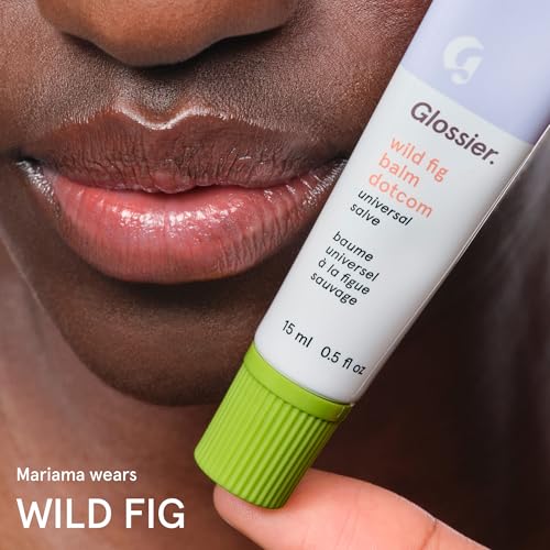 Image of Glossier Balm Dotcom Hydrating Tinted Lip Balm - Universal Salve, Up to 12Hr Moisture for Dry Lips, Cuticles & Skin - Lanolin, Beeswax & Castor Oil - Wild Fig, Honeyed Scent Coral Tint, 15ml
