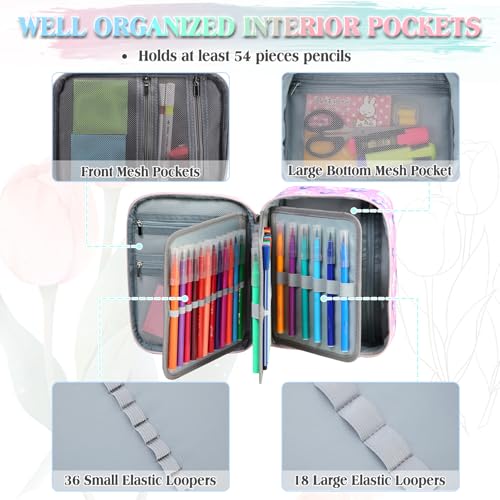Image of VX VONXURY Large Pencil Case, 54-Slot Colored Pen Pouch 2 Removable Sleeves