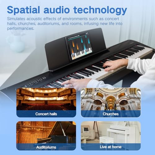 TERENCE Piano Numérique 88 Touches avec Mécanisme de Marteau Gradué 2x25W Haut-parleurs HiFi Doubles Enregistrement Vidéo Mobile Bluetooth MIDI Prise en Charge des Casques et des Haut-parleurs - Les Beatles, Paul McCartney, John Lennon, RIngo Starr, George Harrison TERENCE Piano Numérique 88 Touches avec Mécanisme de Marteau Gradué 2x25W Haut-parleurs HiFi Doubles Enregistrement Vidéo Mobile Bluetooth MIDI Prise en Charge des Casques et des Haut-parleurs – Image 8