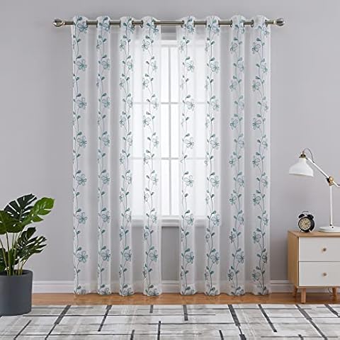 CAROMIO Vorhänge Halb Transparent Gardinen Cover