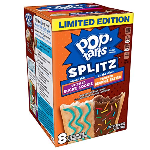 Pop-Tarts Splitz, Breakfast Toaster Pastries, Drizzled Sugar Cookie and Frosted Brownie Batter, 14.1 oz (8 Count)