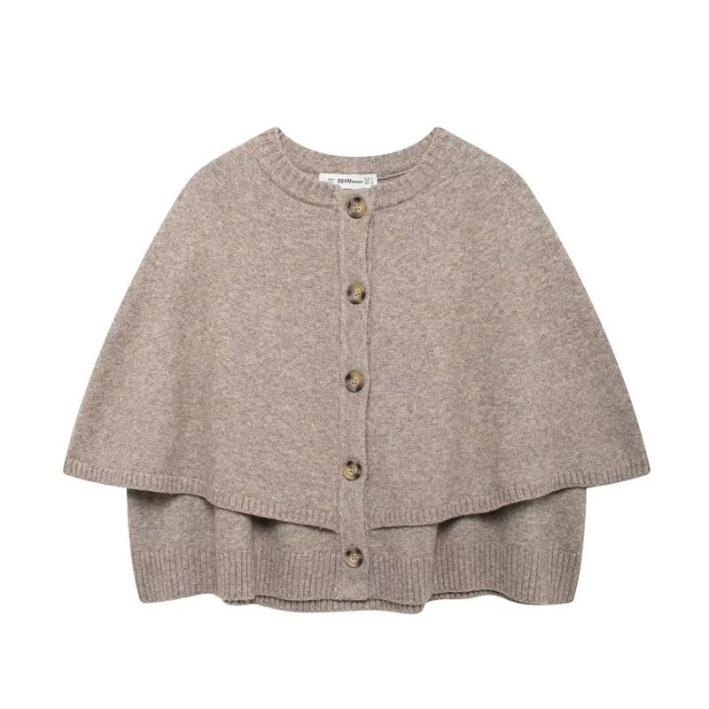 Cape Coat for Women Button Up Cropped Cardigan Dressy Casual Workwear Knitted Sweater Old Money