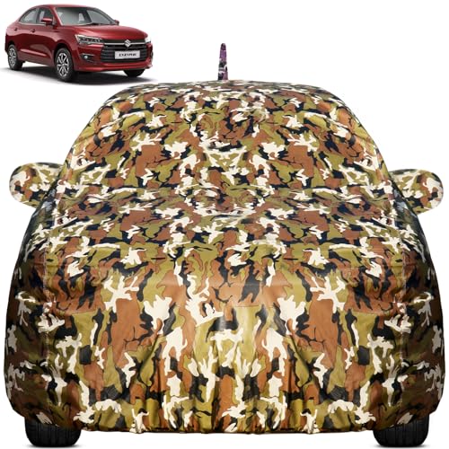 Image of Pivalo Car Body Cover for Swift Dzire All Model & Years (2008-2024) 100% Waterproof with Mirror & Antenna Pockets Triple Stitched Dustproof Heat Resistant UV Protection (Military /Jungle /Camouflage)